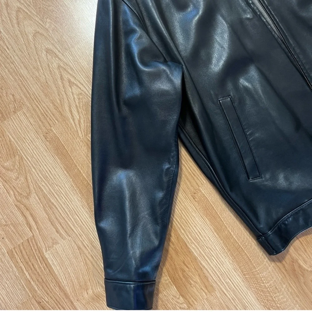Polo Ralph Lauren Vintage Black Lambskin Leather Jacket Butter Soft Men's Size L - Picture 4 of 16